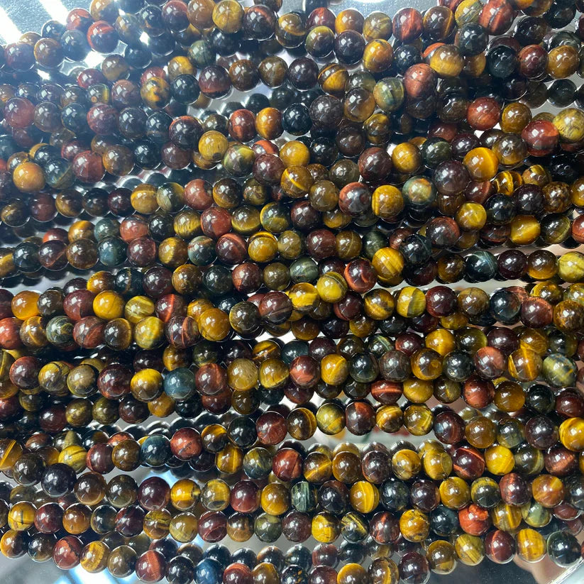 【C039】Colorful Tiger Eye（6-7mm）-High Quality Natural Crystal Beads