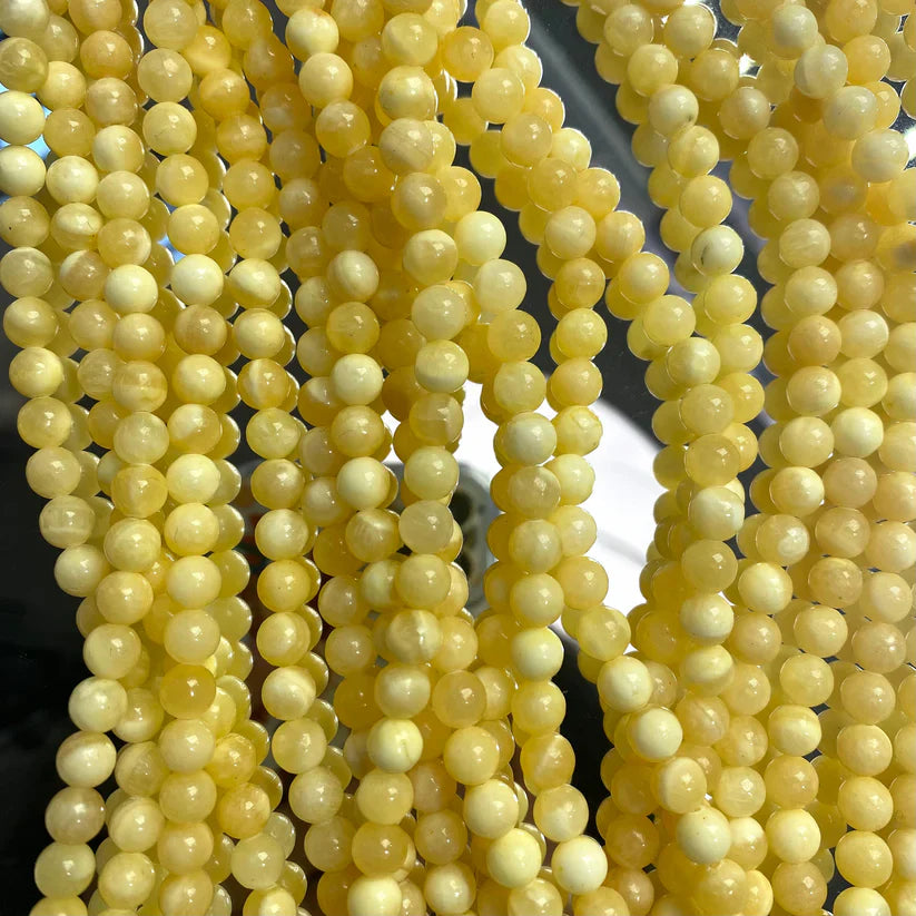 【C042】Yellow Calcite（6-7mm）-High Quality Natural Crystal Beads