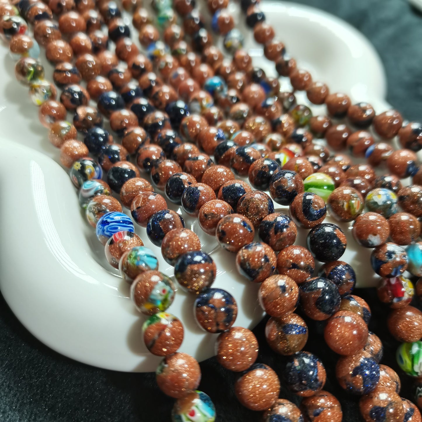 【C030】Colorful Sandstone（6-7mm）-High Quality Natural Crystal Beads