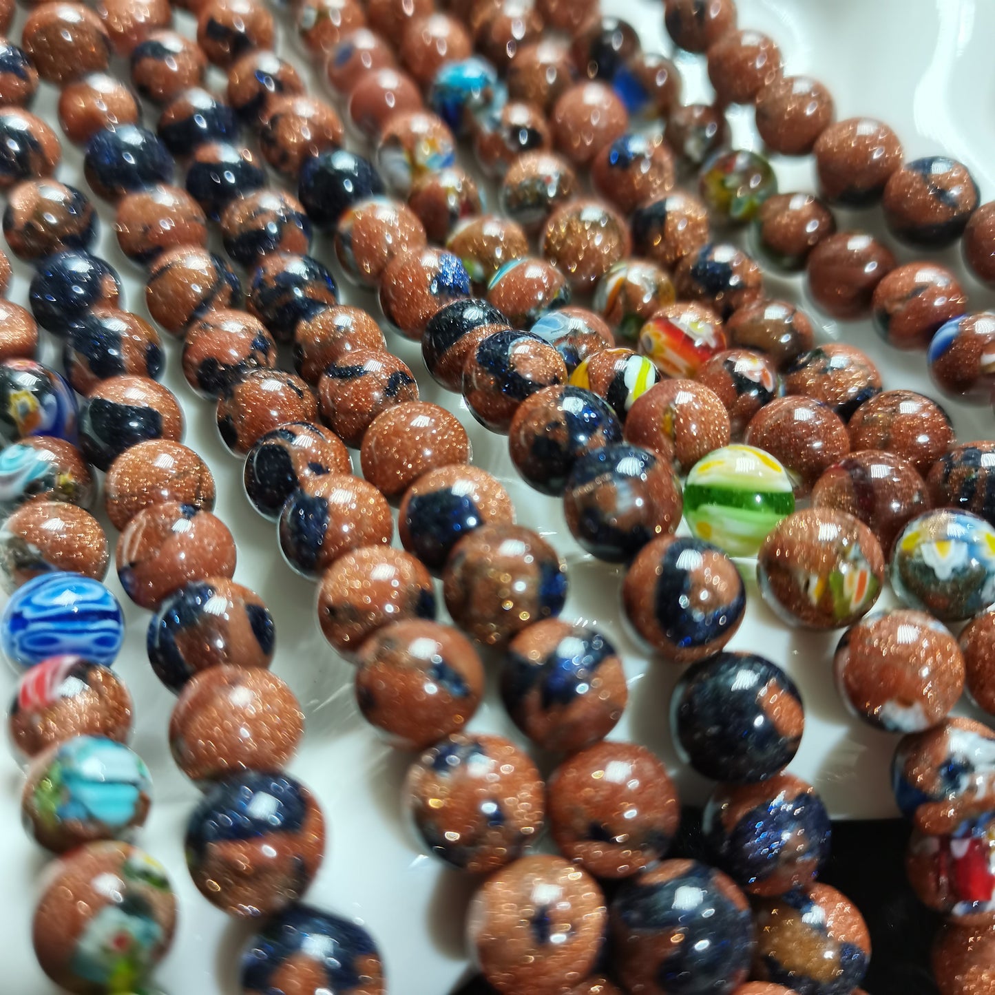 【C030】Colorful Sandstone（6-7mm）-High Quality Natural Crystal Beads