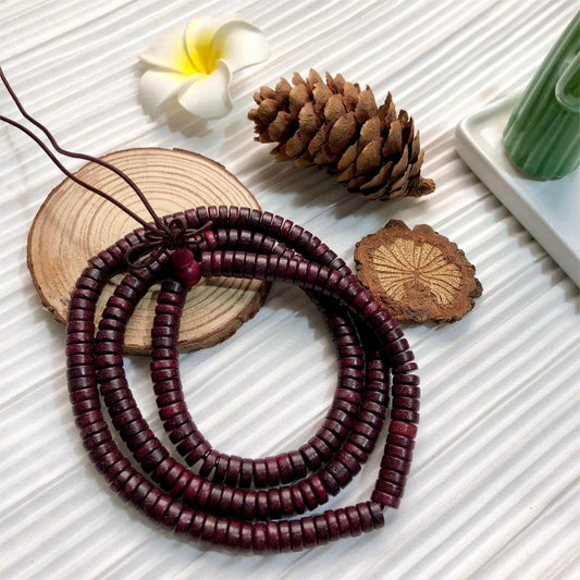 【B022】 Purple Perilla Mala（108 PCS.8mm）-Natural wooden Beads