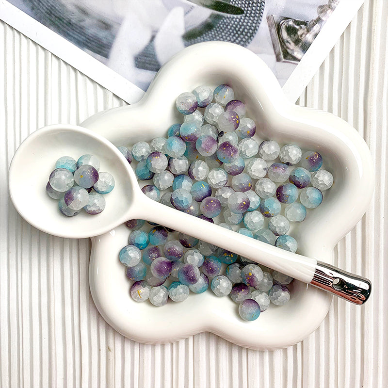 【H046】 Sprinkle Gold Beads (blue&purple)- High quality glass  beads