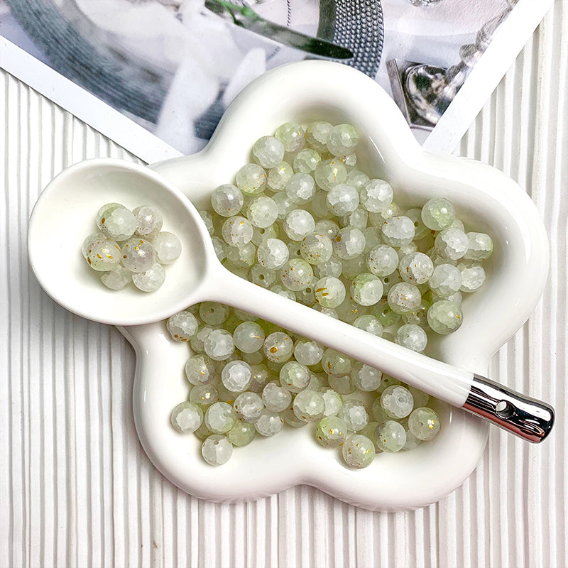 【H047】 Sprinkle Gold Beads (Green)- High quality glass  beads