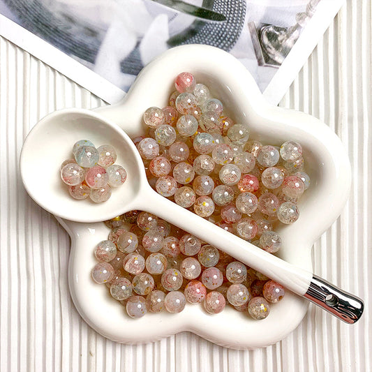 【H056】  Sprinkle Gold Beads (Pink)- High quality gllass beads