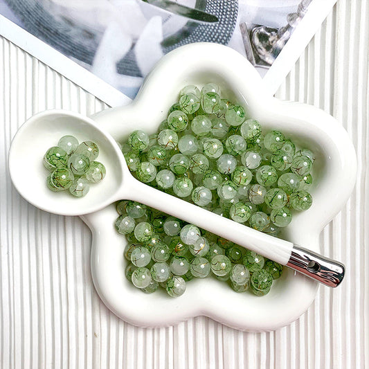 【H057】 Gold Decorative Beads (Green）- High quality gllass beads