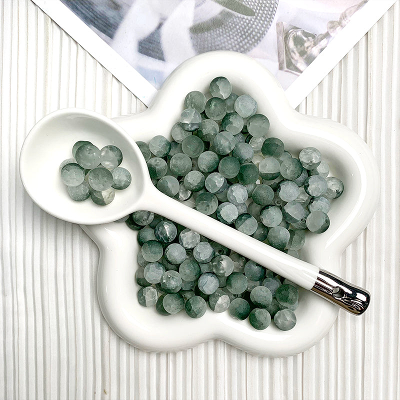 【H061】 10mm Low Saturation Green  - High quality gllass beads