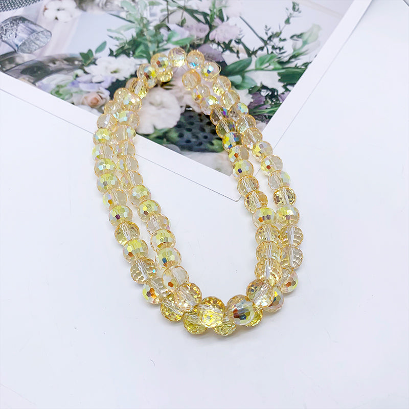 【H122】 Luxury faceted  golden beads (96 sides) - High quality glass  beads