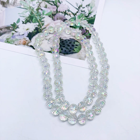 【H123】 Luxury faceted  clear rainbow beads (96 sides) - High quality glass  beads