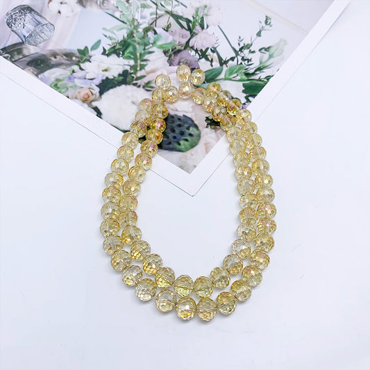 【H125】 Luxury faceted  yellow beads (96 sides) - High quality glass  beads