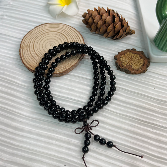 【B012】Ebony Mala(108 PCS) -Natural wooden Beads