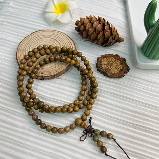 【B016】Green Sandalwood Mala（108 PCS.6mm）-Natural wooden Beads