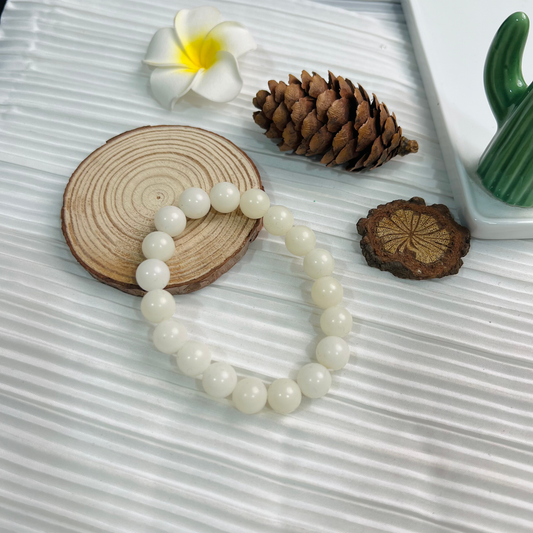 【B017】Whitebodhi Bracelet（10mm）-Natural Bodhi Beads