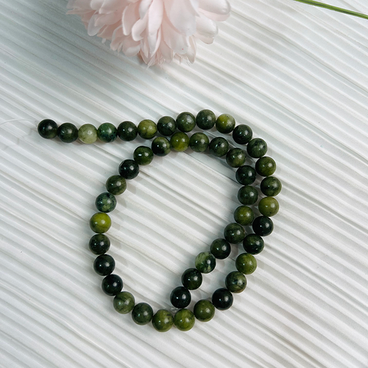 【C080】Xiuyan Jade(8-9mm)-High Quality Natural Crystal Beads