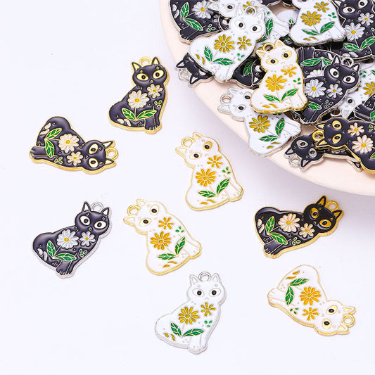 【P118】Flowers and cats-High quality charms