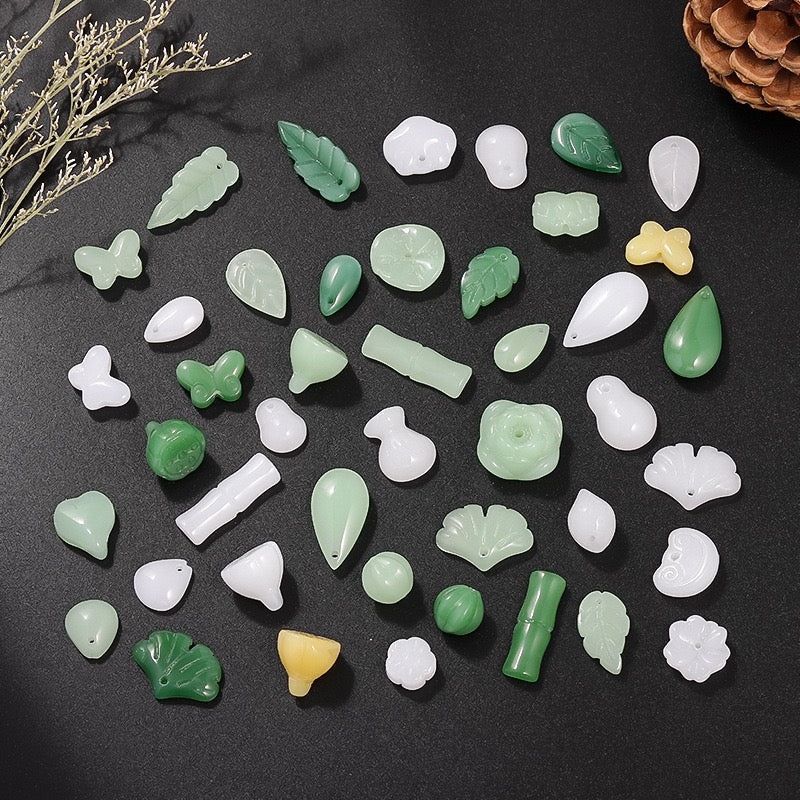 【P167】Glass imitates jade-High quality charms