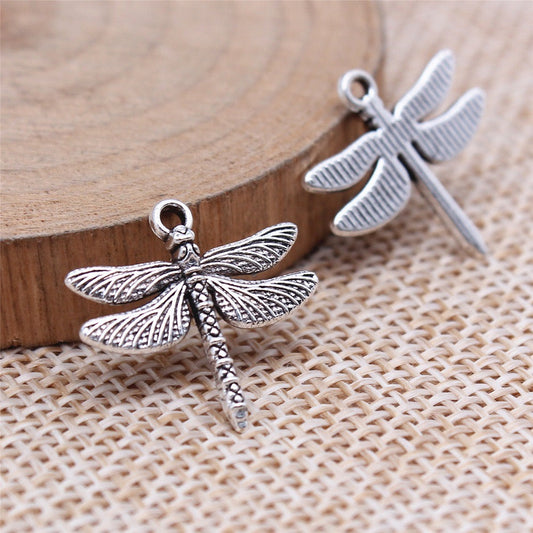 【P277】Silver dragonfly- High quality charms