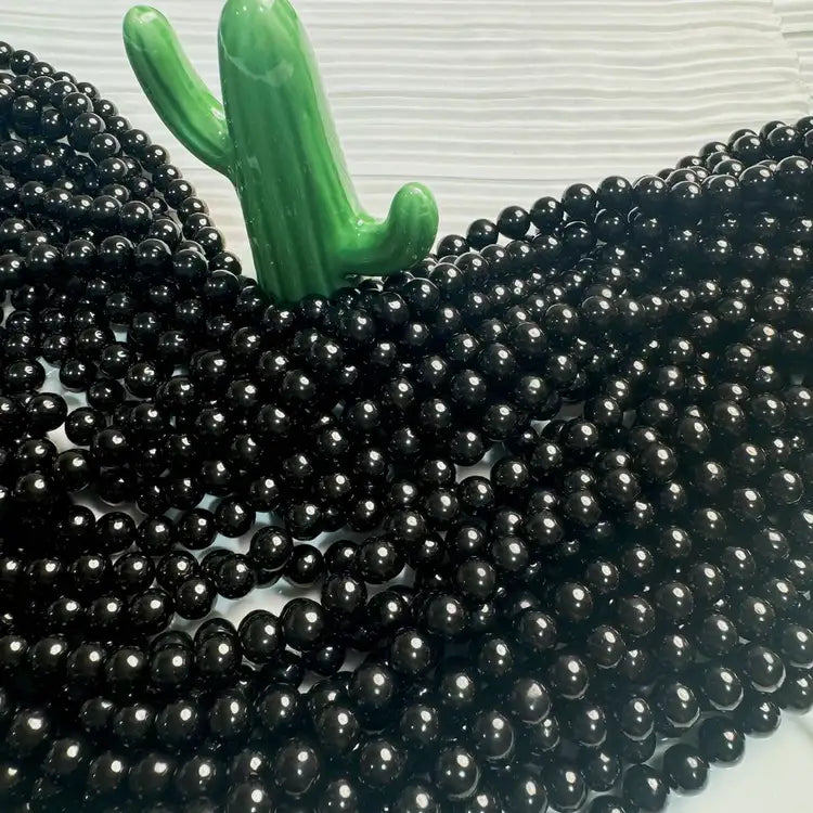 【C072】Coal Crystal（8-9mm） -High Quality Natural Crystal Beads