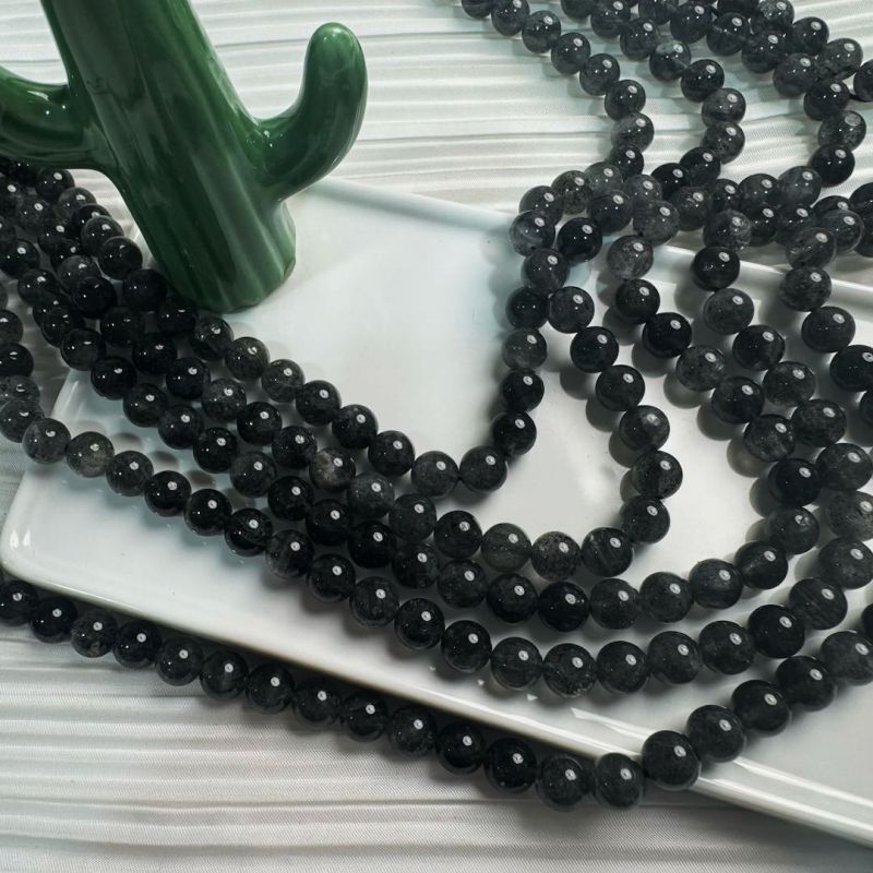 【C074】Black Mica（8-9mm） -High Quality Natural Crystal Beads